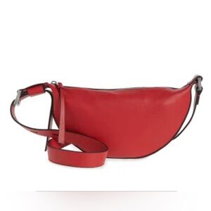 All Saints Half Moon Leather Crossbody Bag Gala Red